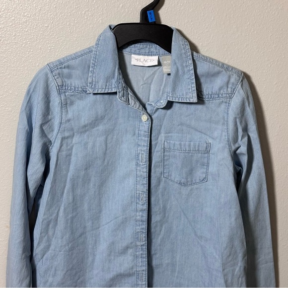 Children’s Place Girls‎ Button Down Denim Shirt Long Size Size 10/12 - Picture 4 of 7